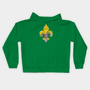 Mardi Gras Fleur de Lis Kids Hoodie